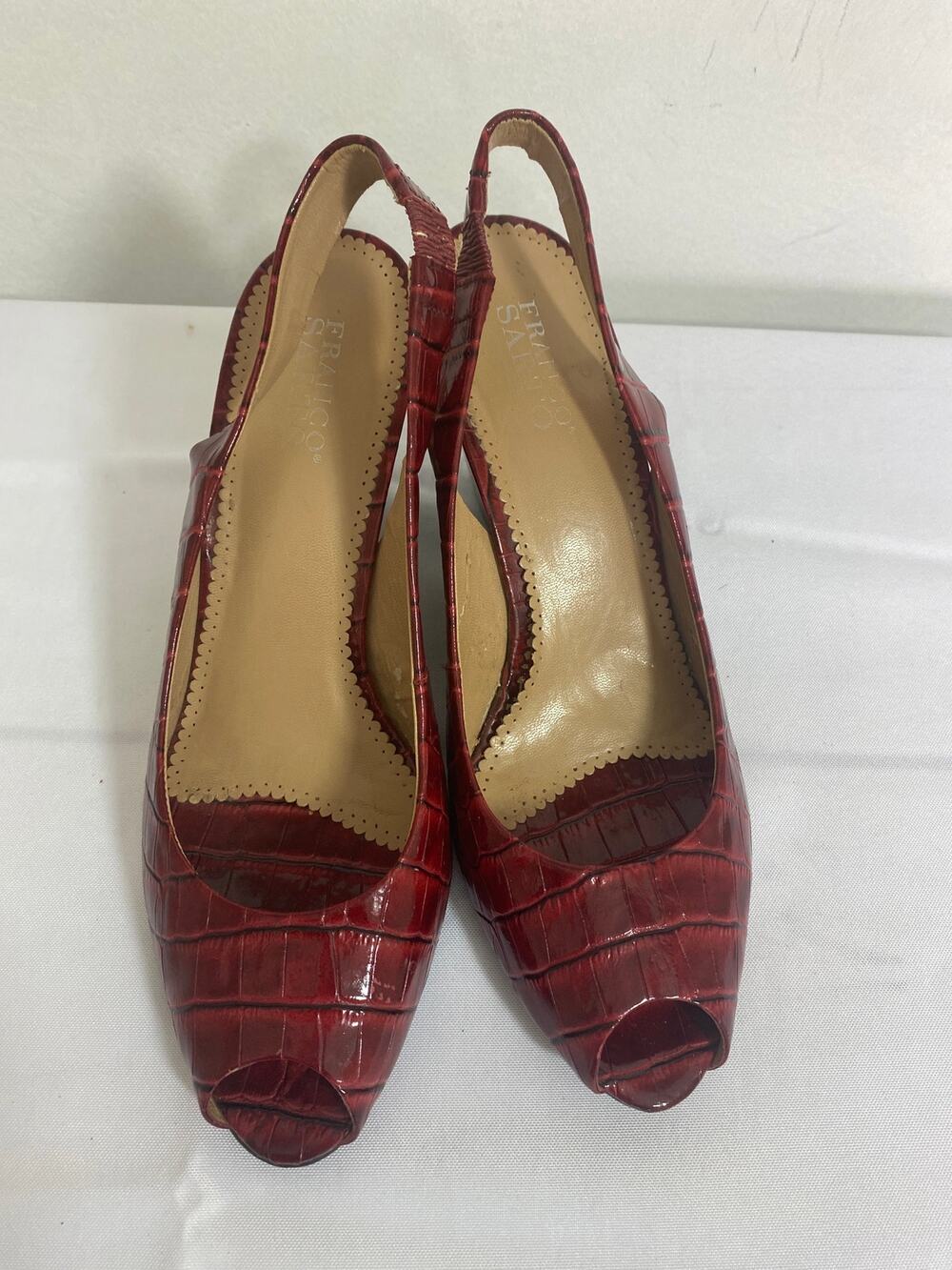 Franco Sarto Red Peep Toe Heels Size 10M Womens